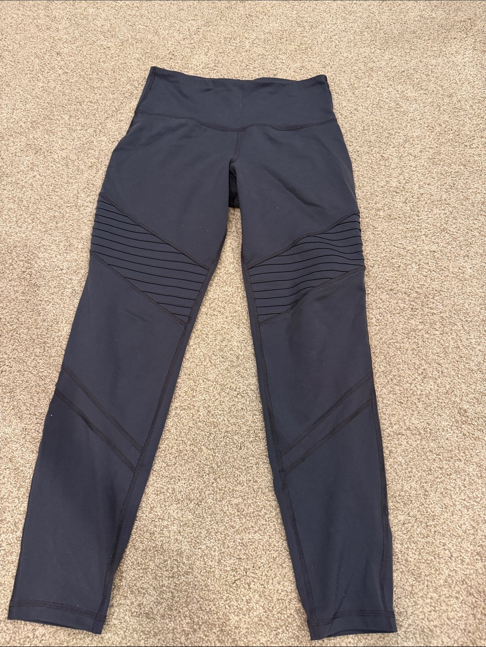 Women’s High-Waist Black Ribbed Detail Leggings